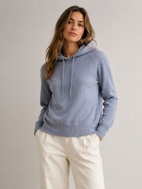 Suitsupply Light Blue Merino Women Hooded Sweater Loungewear Athleisure Preppy
